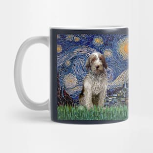 Starry Night Adapted to Include an Italian Spinone Roan Puppy Mug